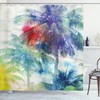 Retro Watercolor Palm Print Shower Curtain for a Vintage Bathroom