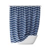Retro Wave Striped Shower Curtain - Navy Blue Minimal Geometric Lines Bathroom Decor