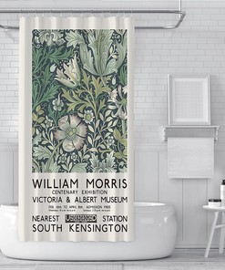 Retro William Morris Flowers Floral Shower Curtain - Victorian Bathroom Decor