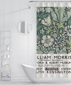 Retro William Morris Flowers Floral Shower Curtain - Victorian Bathroom Decor