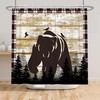Retro Wood Board Black Bear Forest Birds Shower Curtain for Bathroom Decor