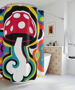 Retro Y2K Mushroom Shower Curtain - Style Your Customizable Bathroom Decor