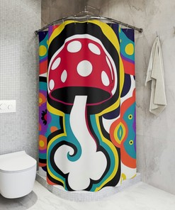 Retro Y2K Mushroom Shower Curtain - Style Your Customizable Bathroom Decor