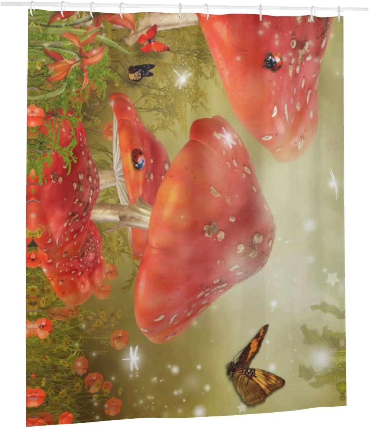 Retro and Groovy Trippy Mushroom Shower Curtain with 3D Print