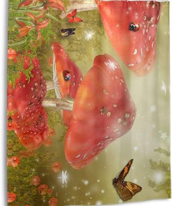 Retro and Groovy Trippy Mushroom Shower Curtain with 3D Print