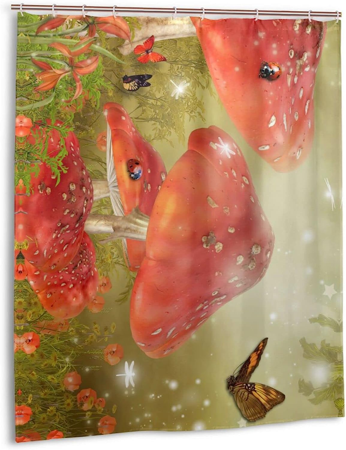 Retro and Groovy Trippy Mushroom Shower Curtain with 3D Print