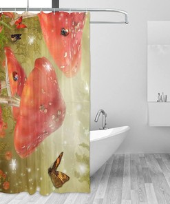 Retro and Groovy Trippy Mushroom Shower Curtain with 3D Print