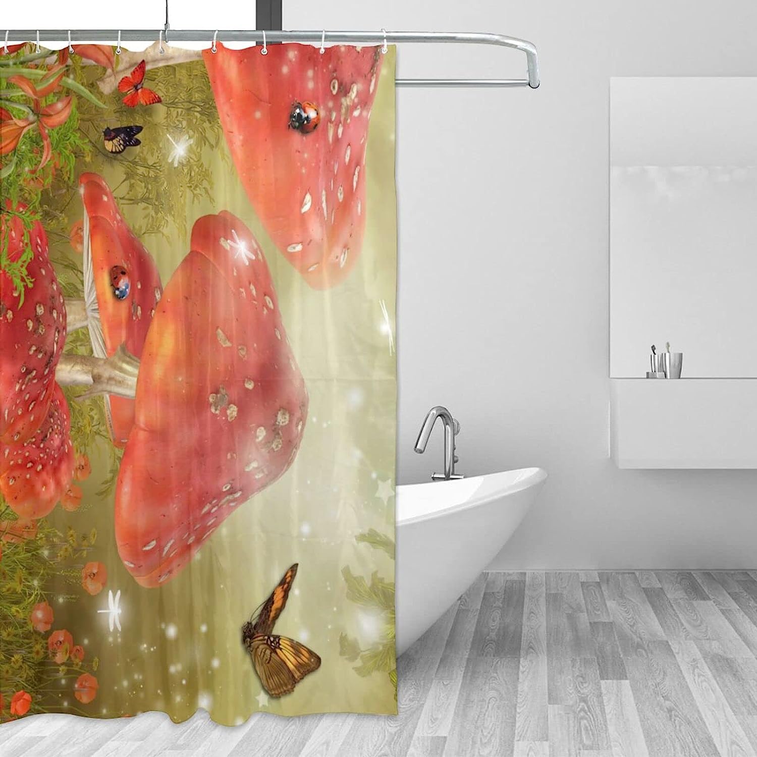 Retro and Groovy Trippy Mushroom Shower Curtain with 3D Print