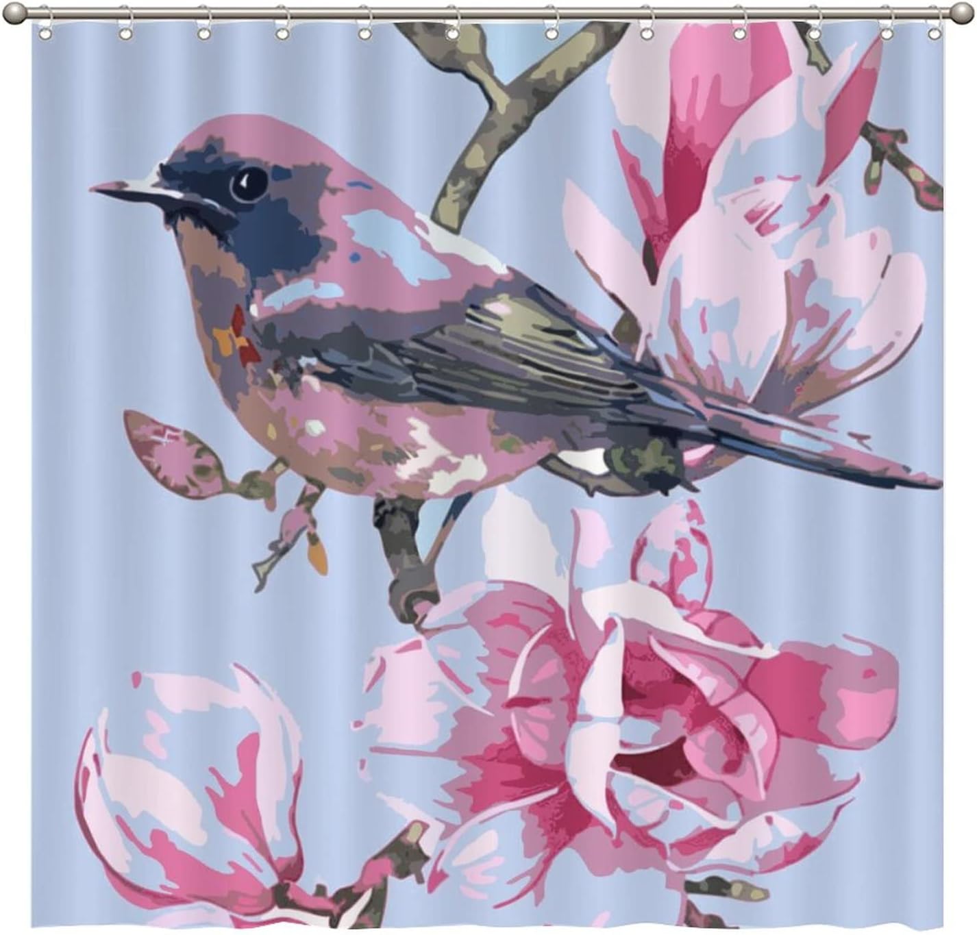 Retro-Inspired Colorful Petal Shower Curtain for Bathroom Refresh