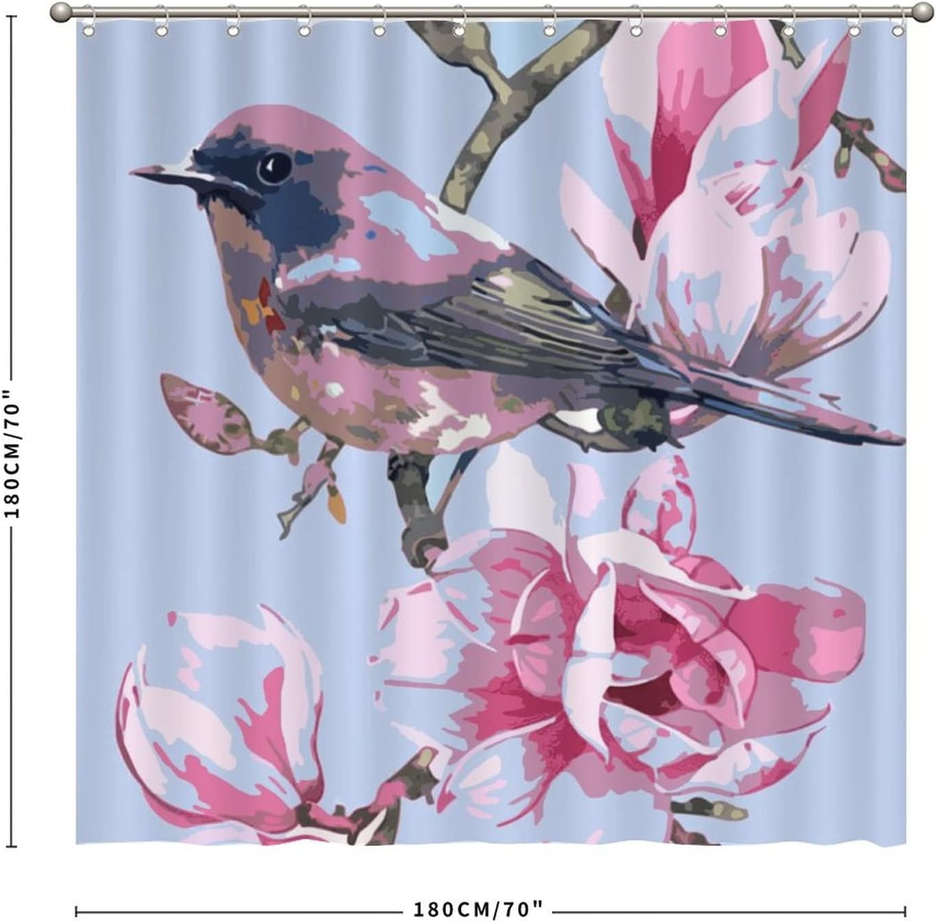 Retro-Inspired Colorful Petal Shower Curtain for Bathroom Refresh