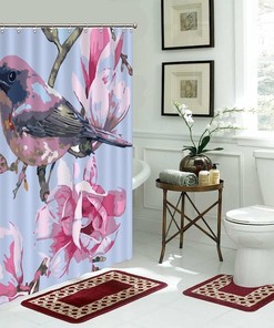 Retro-Inspired Colorful Petal Shower Curtain for Bathroom Refresh
