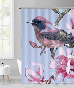 Retro-Inspired Colorful Petal Shower Curtain for Bathroom Refresh