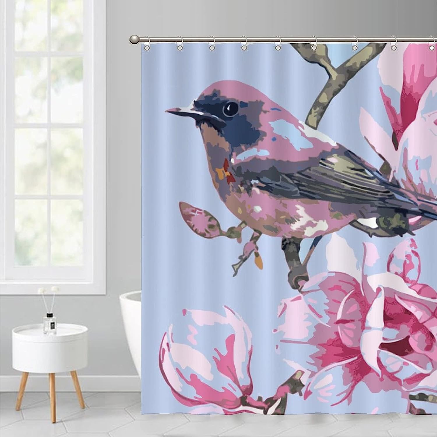 Retro-Inspired Colorful Petal Shower Curtain for Bathroom Refresh