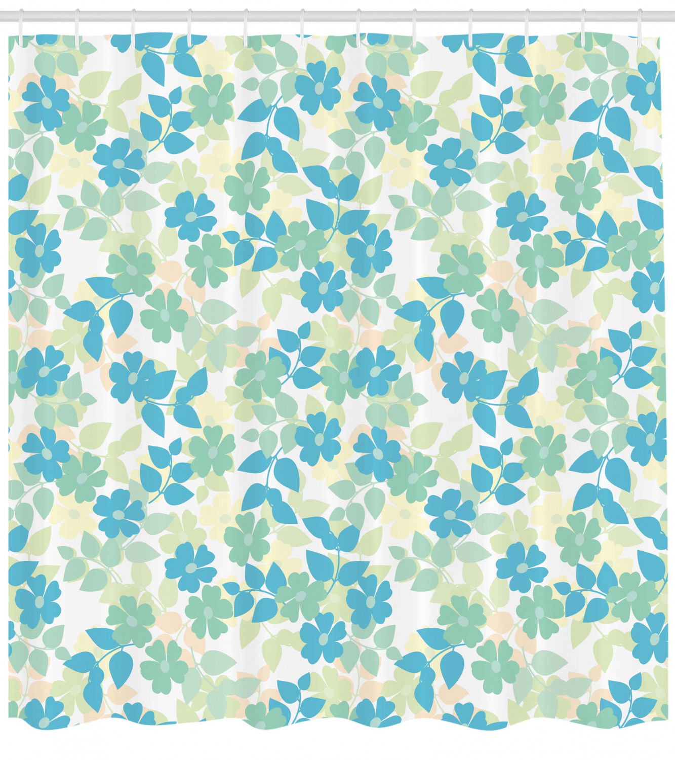 Retro-Inspired Floral Design Shower Curtain for a Vintage Bathroom