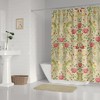 Retro-Style Shower Curtain with Vintage Birds and Flora Print, William Morris-Inspired Design for a Nostalgic Bathroom