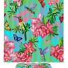 Rhododendron Flower Shower Curtain, Butterfly And Hummingbird Bathroom Decor With Blooming Flowers