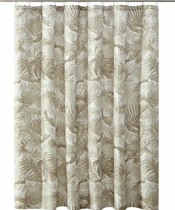 Ribbed Texture Tropical Palm Leaf Taupe Shower Curtain, for Bathroom Decor 