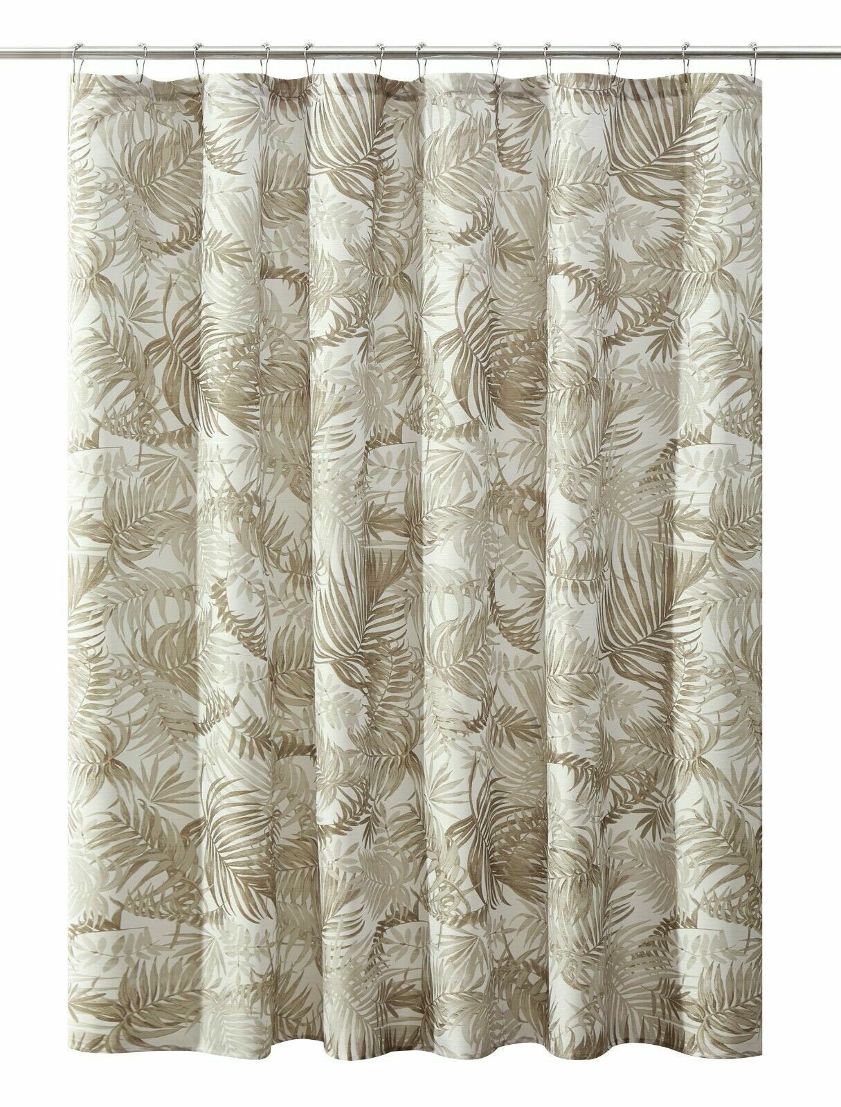 Ribbed Texture Tropical Palm Leaf Taupe Shower Curtain, for Bathroom Decor