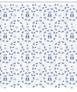 Ribbons Teddy Bears Printed Shower Curtain for Kid's Bathroom Decor- Waterproof and Cute