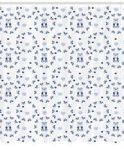 Ribbons Teddy Bears Printed Shower Curtain for Kid's Bathroom Decor- Waterproof and Cute
