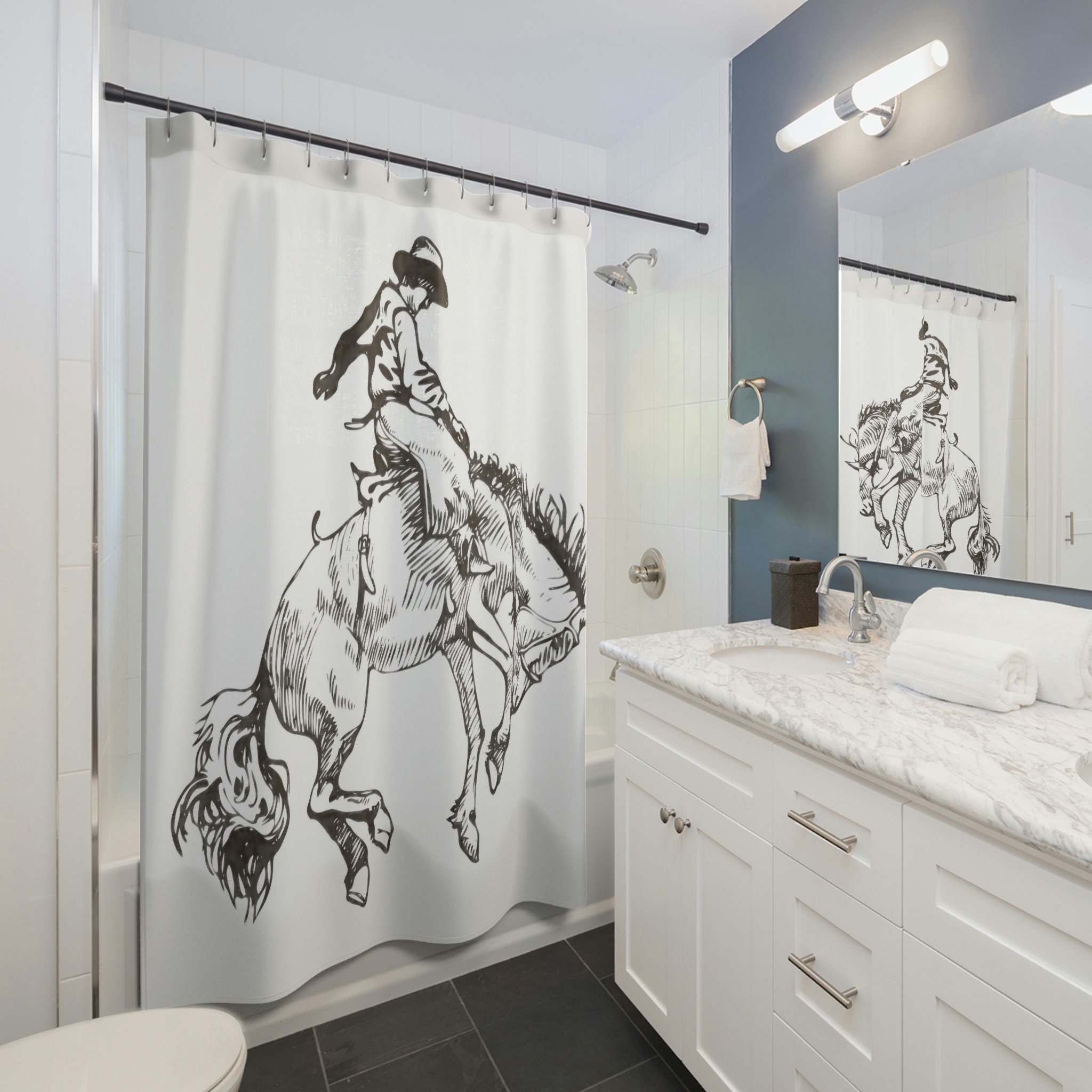 Ride 'Em Cowboy Western Shower Curtain - Wild West Bathroom Decor