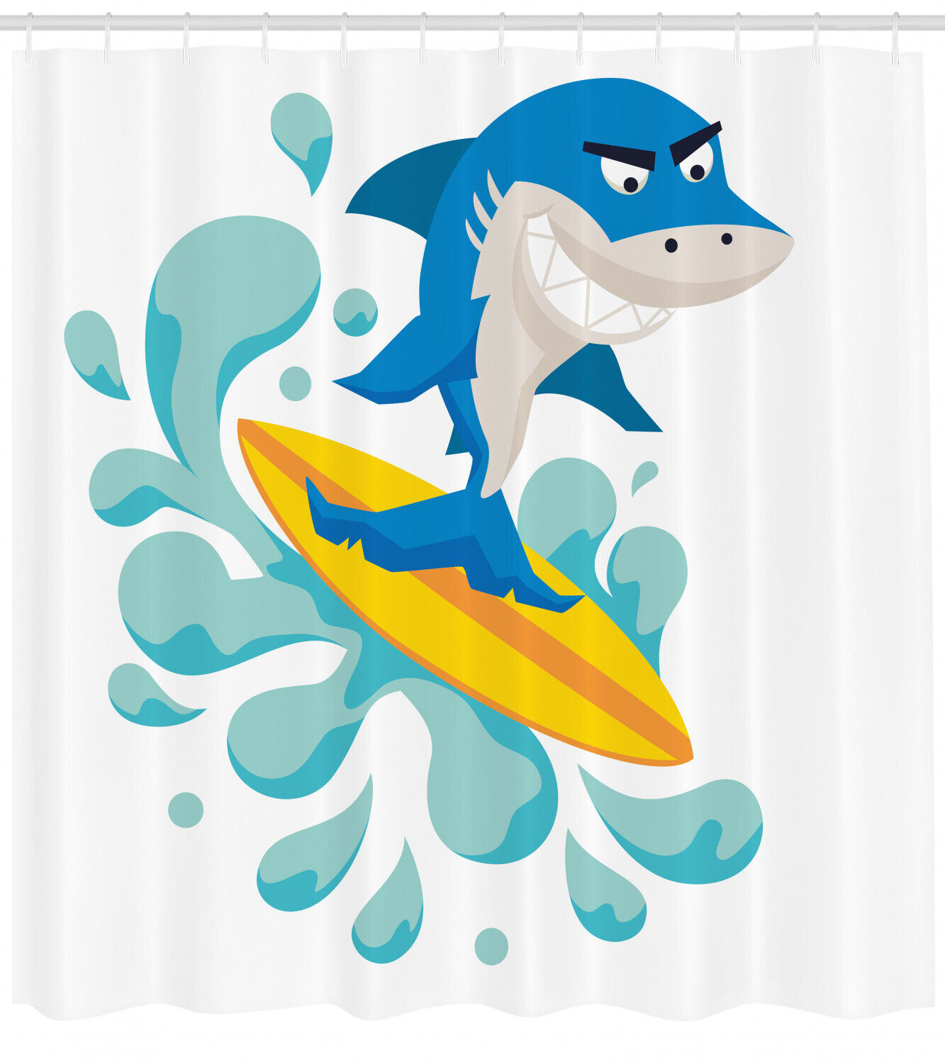 Ride The Wave Shark Printed Shower Curtain For Surfer Bathroom Vibes - Image 2