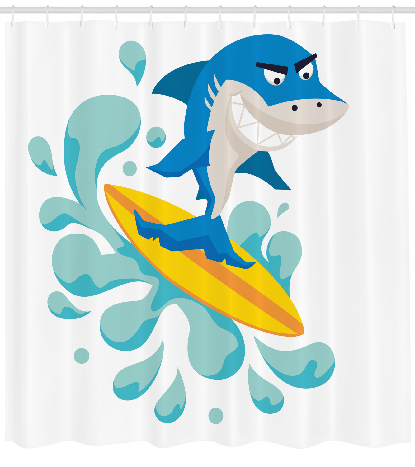Ride The Wave Shark Printed Shower Curtain For Surfer Bathroom Vibes - Image 4