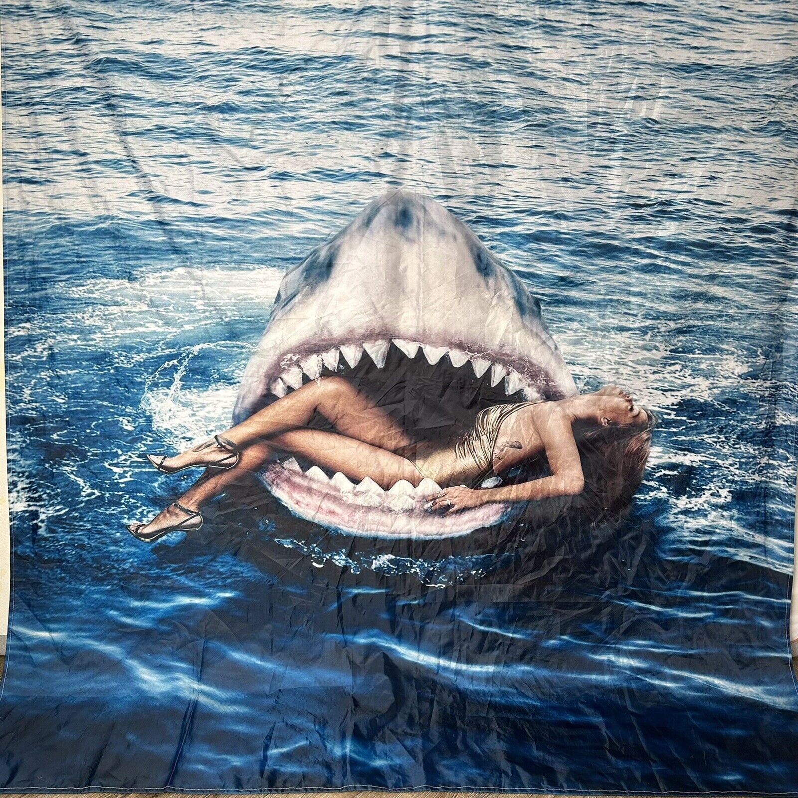 Rihanna Shark Mouth Shower Curtain for a Unique Nautical Decor
