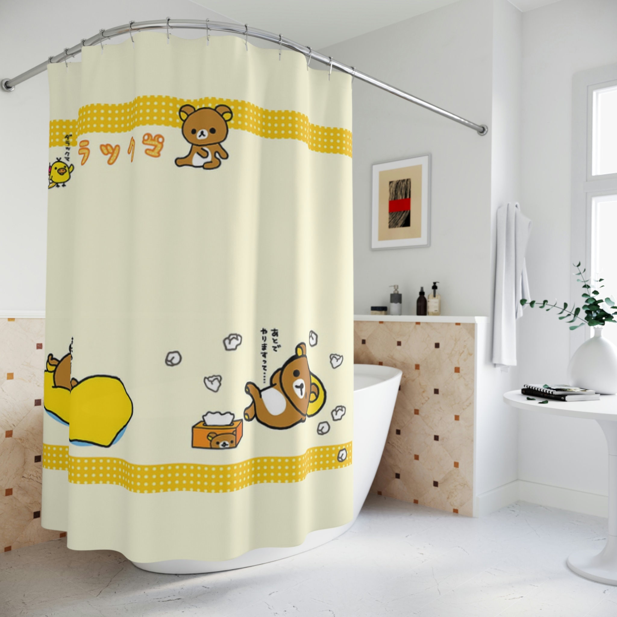 Rilakkuma Bear Shower Curtain - Cute Bathroom Decor