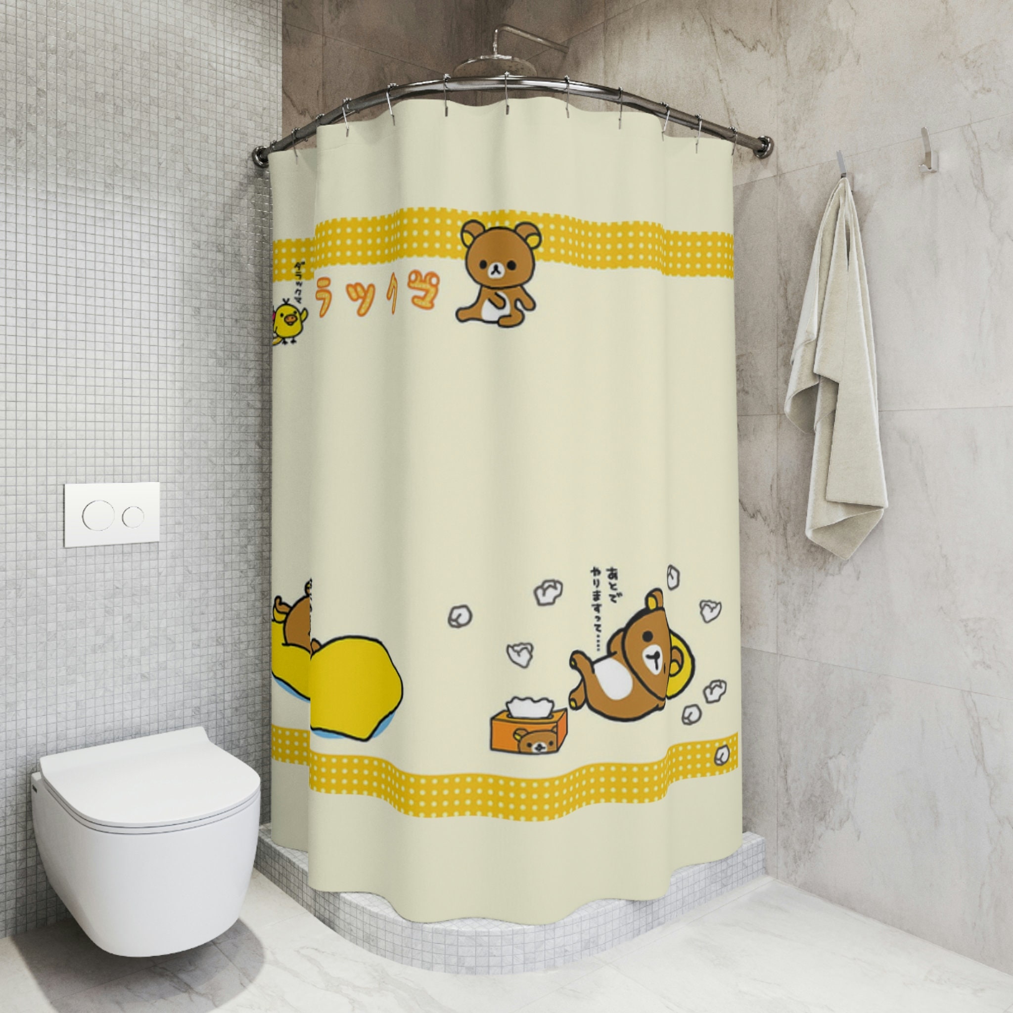 Rilakkuma Bear Shower Curtain - Cute Bathroom Decor