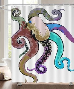 Rimego Colorful Octopus Art Sea Animal Shower Curtain for Kids Bathroom