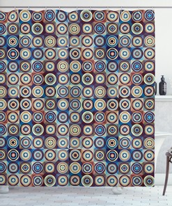 Ring Formed Circles Print Shower Curtain For Modern Bathroom