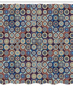 Ring Formed Circles Print Shower Curtain For Modern Bathroom