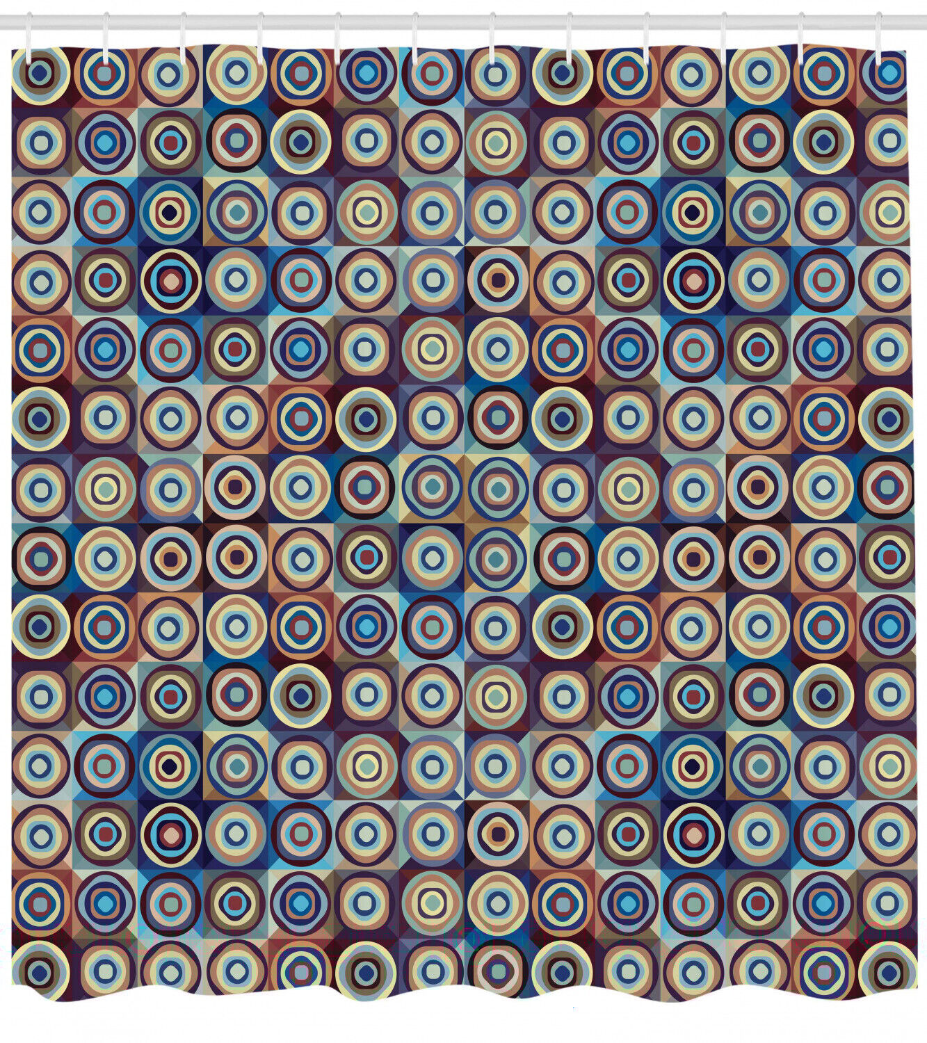 Ring Formed Circles Print Shower Curtain For Modern Bathroom