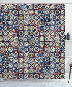 Ring Formed Circles Print Shower Curtain For Modern Bathroom