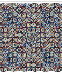 Ring Formed Circles Print Shower Curtain For Modern Bathroom