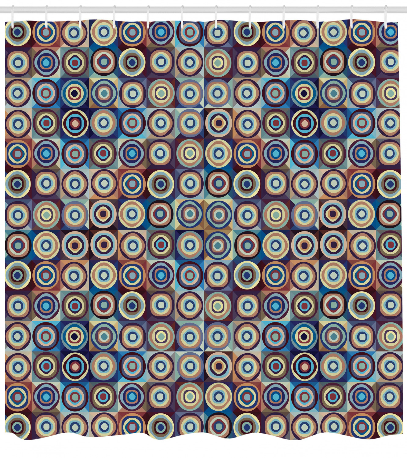 Ring Formed Circles Print Shower Curtain For Modern Bathroom