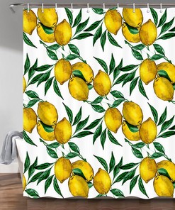 Ripe Lemon Vintage Bathroom Shower Curtain, Fabric Bath Decor 