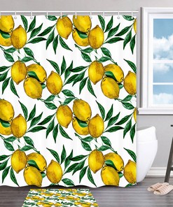 Ripe Lemon Vintage Bathroom Shower Curtain, Fabric Bath Decor