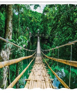 River Bamboo Forest Print Shower Curtain for a Boho Bathroom