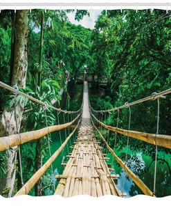 River Bamboo Forest Print Shower Curtain for a Boho Bathroom