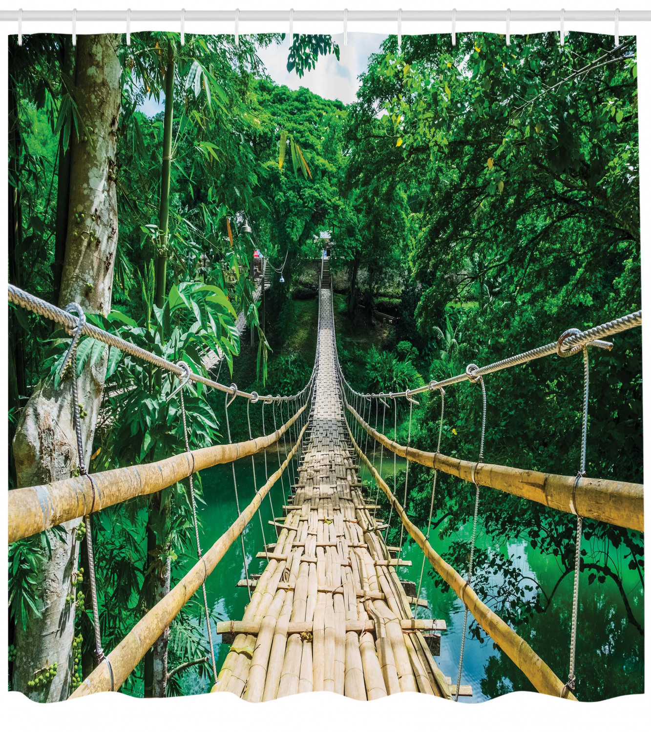 River Bamboo Forest Print Shower Curtain for a Boho Bathroom