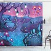 River and Tree Mushroom Shower Curtain - Playful and Sunny Bathroom Decor