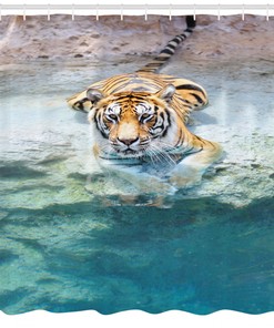 Riverside Wildlife Safari Shower Curtain with Tiger Design