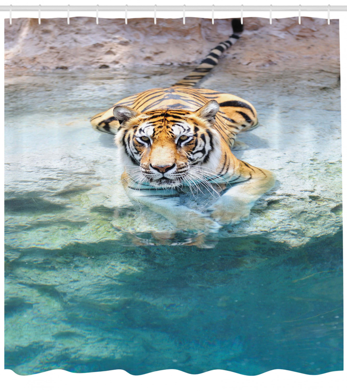 Riverside Wildlife Safari Shower Curtain with Tiger Design