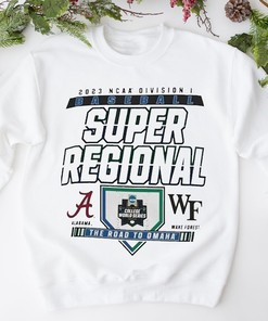 Road To Omaha 2023 Ncaa Alabama Crimson Tide Vs Wake Forest Demon Deacons Baseball Tee