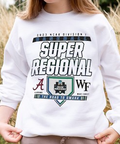 Road To Omaha 2023 Ncaa Alabama Crimson Tide Vs Wake Forest Demon Deacons Baseball Tee