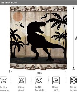 Roar with Laughter at Dinosaur Shower Curtain for Funny Rustic Cabin Bathroom Decor