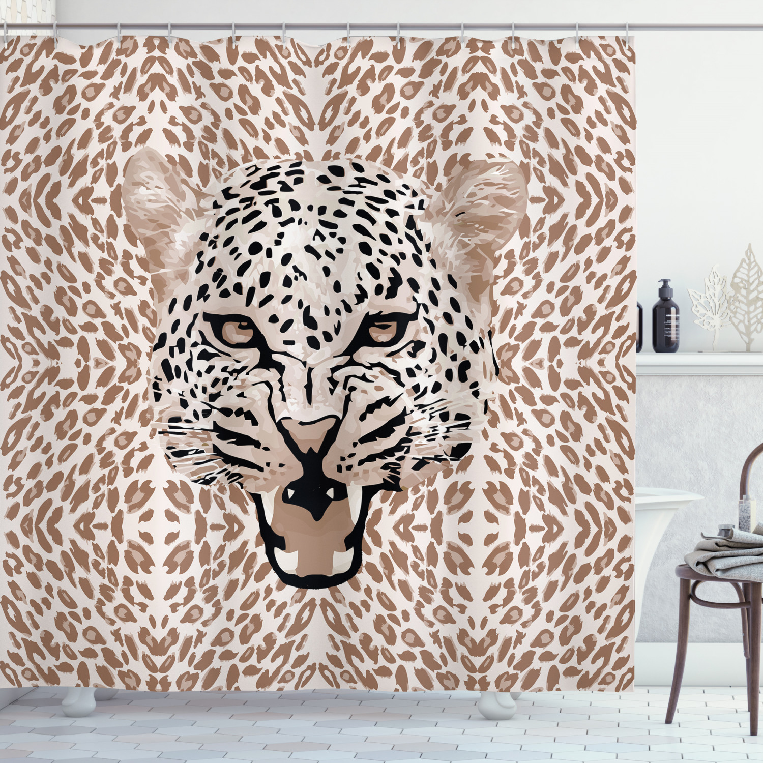 Roaring Wild Leopard African Shower Curtain For Bathroom Decor - Image 3