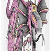 Robotic Cyborg Dragon Stall Digital Shower Curtain